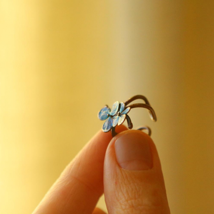 Cuff in silver, Hydrangea, фото 2